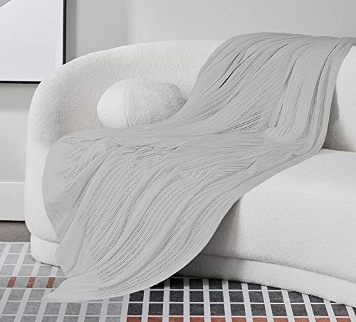 Couverture cellulaire coton bio Superking gris drapé luxe - 8