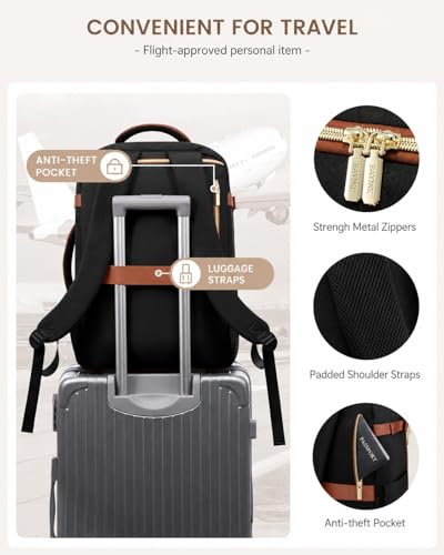 Image of Crewer Bayne Travel Backpack for Women and Men | Water Resistant Cabin Bag with Laptop Compartment & Multiple Organiser Pockets | Carry On Luggage | Backpack for Women Travel