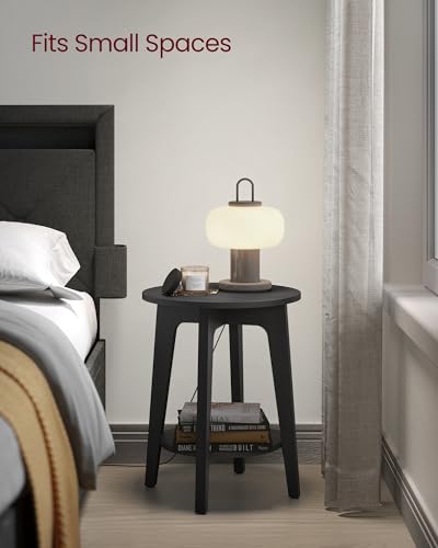 Image of VASAGLE MAEZO Collection - Side Table, 2-Tier Small Round End Table, Nightstand with Tapered Legs, Curved Transitions, for Small Spaces, Living Room, Bedroom, Charcoal Gray ULET283T22
