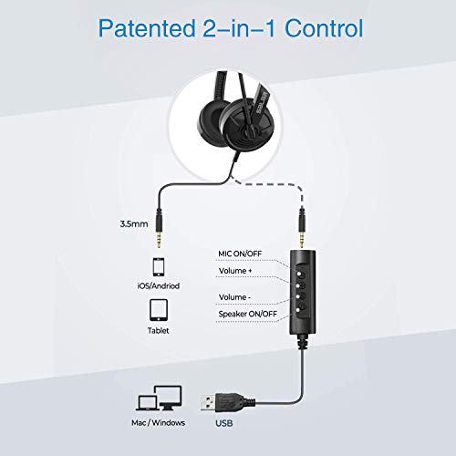OHHXGK Cuffie USB/3.5mm con Microfono, Cuffie