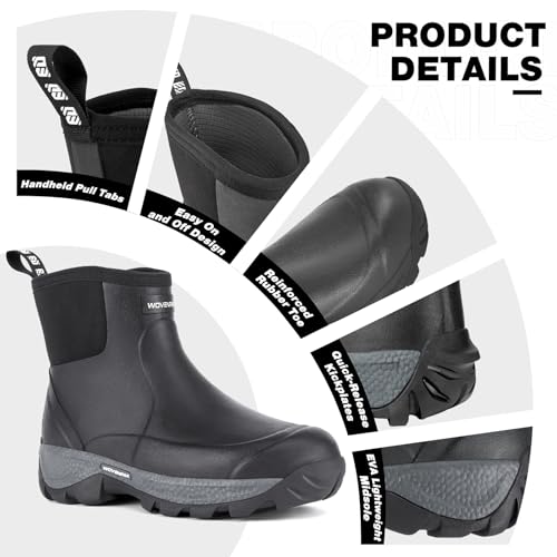 WOVENPAK Rubber Boots for Men, Waterproof Ankle Rain Boots Men, Insulated Work Shoes Outdoor Mud Boots for Gardening, Hunting, Farming, Camping and Yard, Size 12 - image 6
