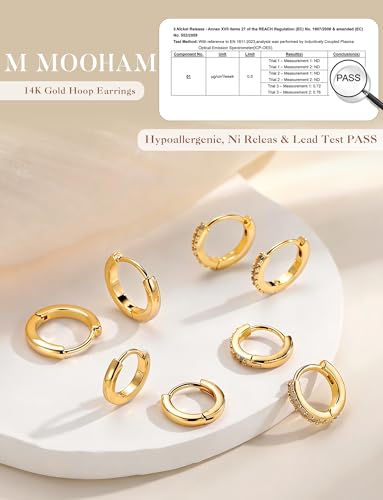 M MOOHAM Huggie Hoop Earrings for Women Teen Girls, 14K Gold Plated - image 6