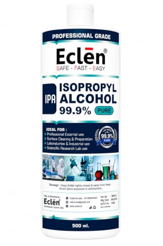 Image of ECLEN Isopropyl Alcohol 99.9% IPA | High Purity Isopropyl Rubbing Alcohol for Electronics Cleaning, Laboratory, Industrial, Surface Preparation & Technical Use (500ml)