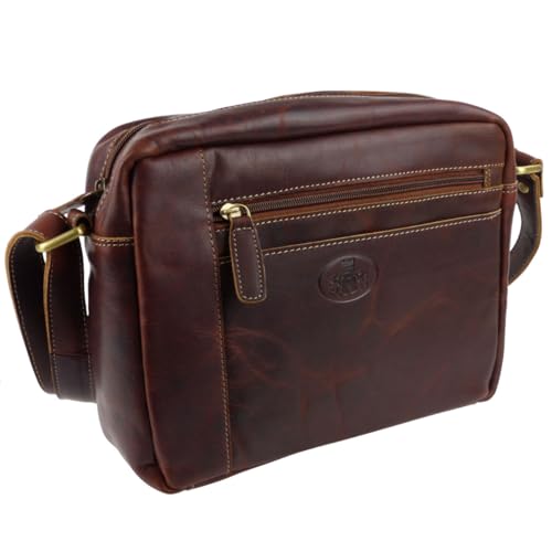 Sac bandoulière en cuir véritable Rowallan sacoche marron vintage pour homme