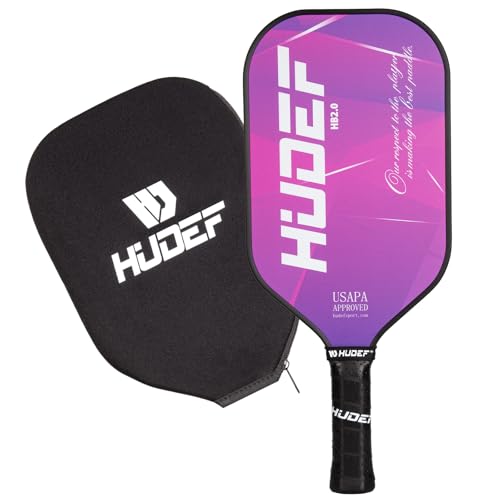 HUDEF Pickleball Paddle USAPA Approved, Carbon Fiber, Cover