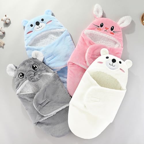 Image of Swaddles for Newborns,Personalized Baby Sleep Sack,Infant Cute Plush Receiving Blanket 0-6 Months for Girl Boy (White Bear)