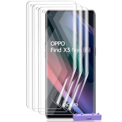Zerrshoo Protector de Pantalla para OPPO Find X3 Neo, TPU Hidrogel Flexible 3 Piezas [No es de Cristal Templado], Anti-Arañazos HD Transparente Película Protectora