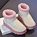 Kids Platform Mini Boots for Girl Fashion Classic Fleece Lined Snow Boots Big Kid Boys Winter Warm Outdoor Indoor House Non-Slip Lightweight Comfortable Slip On Suede Ankle Booties(Pink,2)