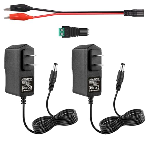 Minidodoca 2 Pack 12V 1A AC/DC Power Supply - 100-240V AC to DC 12V 1A Power Adapter with 5.5x2.5mm & 5.5x2.1mm DC Plug