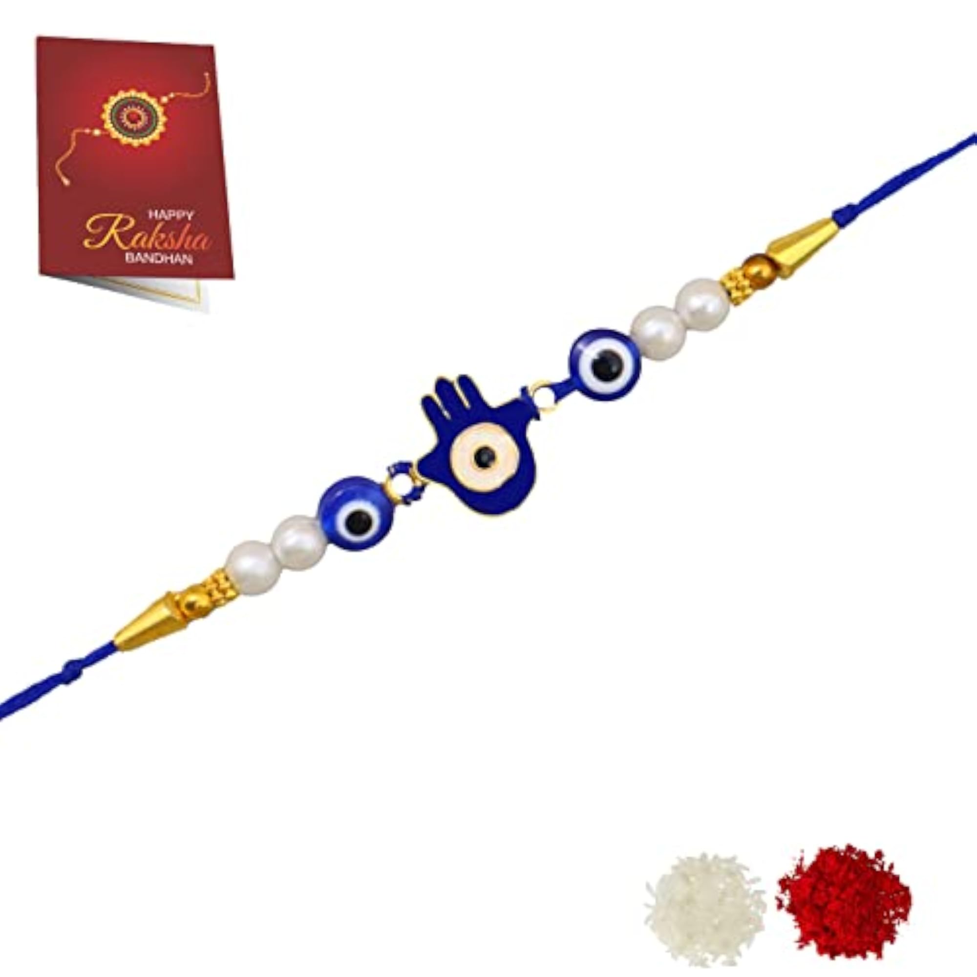 Handmade Colorful Rakhi Set with Silver & Gold Bowls