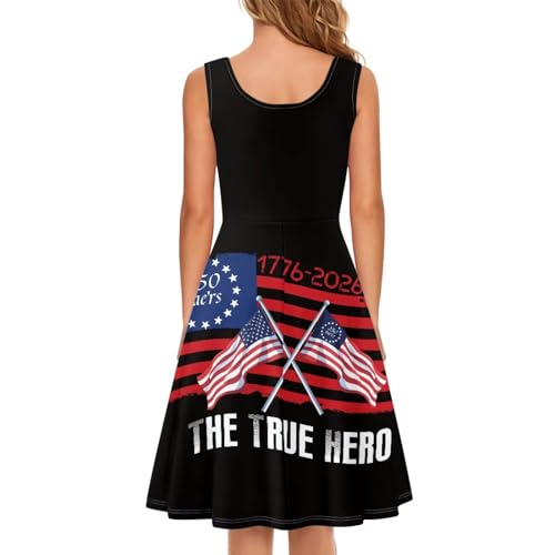 Image of Women Stylish Tank Dresses Sleeveless Round Neck Midi Casual Dress with Pocket for Summer