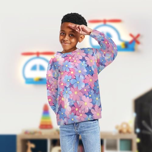 JUNZAN Beautiful Flowers Big Girls Sweatshirts Hoodies Long Sleeve Fall Tops Shirts Athletic 4T4