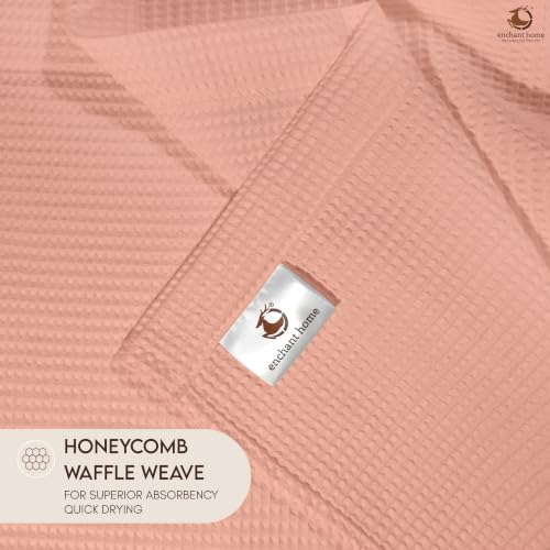Image of Pure Cotton Waffle Towel | Lightweight | Anti Microbial and Water Absorbent | Soft Touch Quick Drying Bath Towels (Peach, Pack of 1)