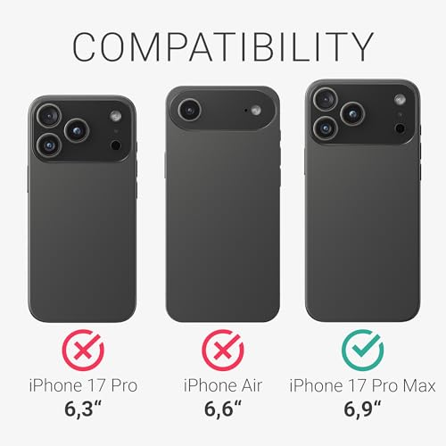 Image of kalibri Case Compatible with Apple iPhone 17 Pro Max - Case Smooth Genuine Leather Hard Case Anti Slip Cover - Black
