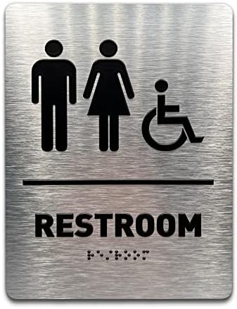 ADA-Mark Modern Restroom Sign For Business - 2PK ADA Compliant Braille - View #7