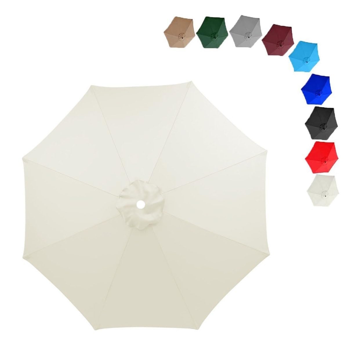 MObyat 230cm/270cm/300cm Patio Umbrella Replacement Canopy, 8 Ribs Umbrella Canopy Cover, UV Protective Replacement Parasol Fabric Cover, Canopy Only(Beige,270cm) โ image 1