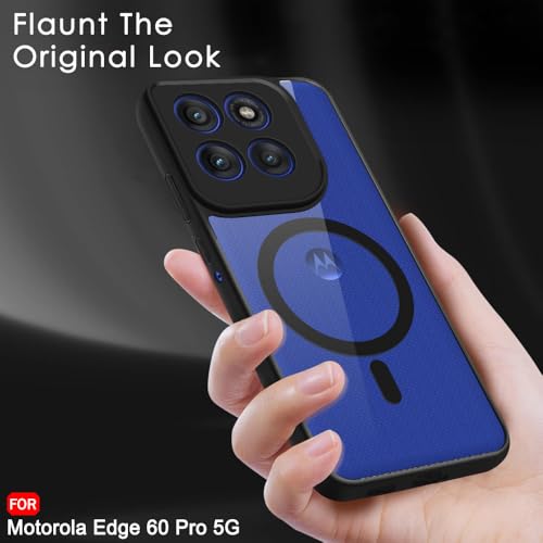 Image of TheGiftKart Hybrid Shockproof Back Cover Case for Motorola Moto Edge 60 Pro 5G | Hard Back Cover Case for Motorola Edge 60 Pro 5G (PC & TPU, MagSafe Compatible, Transparent Clear Back, Black Sides)