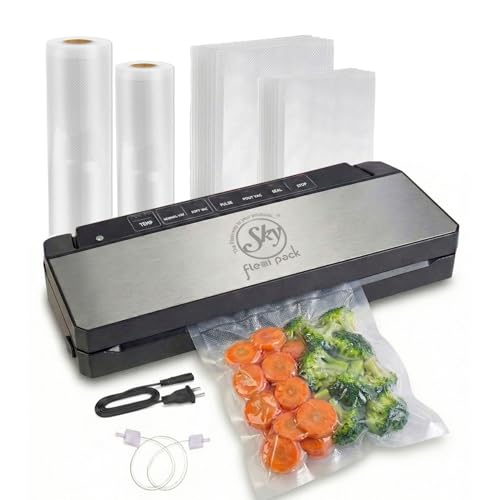 Image of Vacuum Sealer Machine With 2 Vacuum Rolls & 50 Vacuum Pouch | Automatic Dry & Wet Sealing | Stainless Steel Cover | For Food Packing Home & Small Business