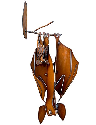 Modern Artisans Mama and Baby Bat Rustic Hanging Metal Garden Sculpture, XL Size (Facing Left) - Thumbnail 2