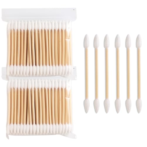 Fcozpjk 200PCS Pointed Tip Cotton Swabs Precision Tip Cotton Swabs with Wooden Sticks Double Side Cotton Buds for Makeup Personal Care Nail Polish Clean Up Tool Nail Polish Corrector Swabs