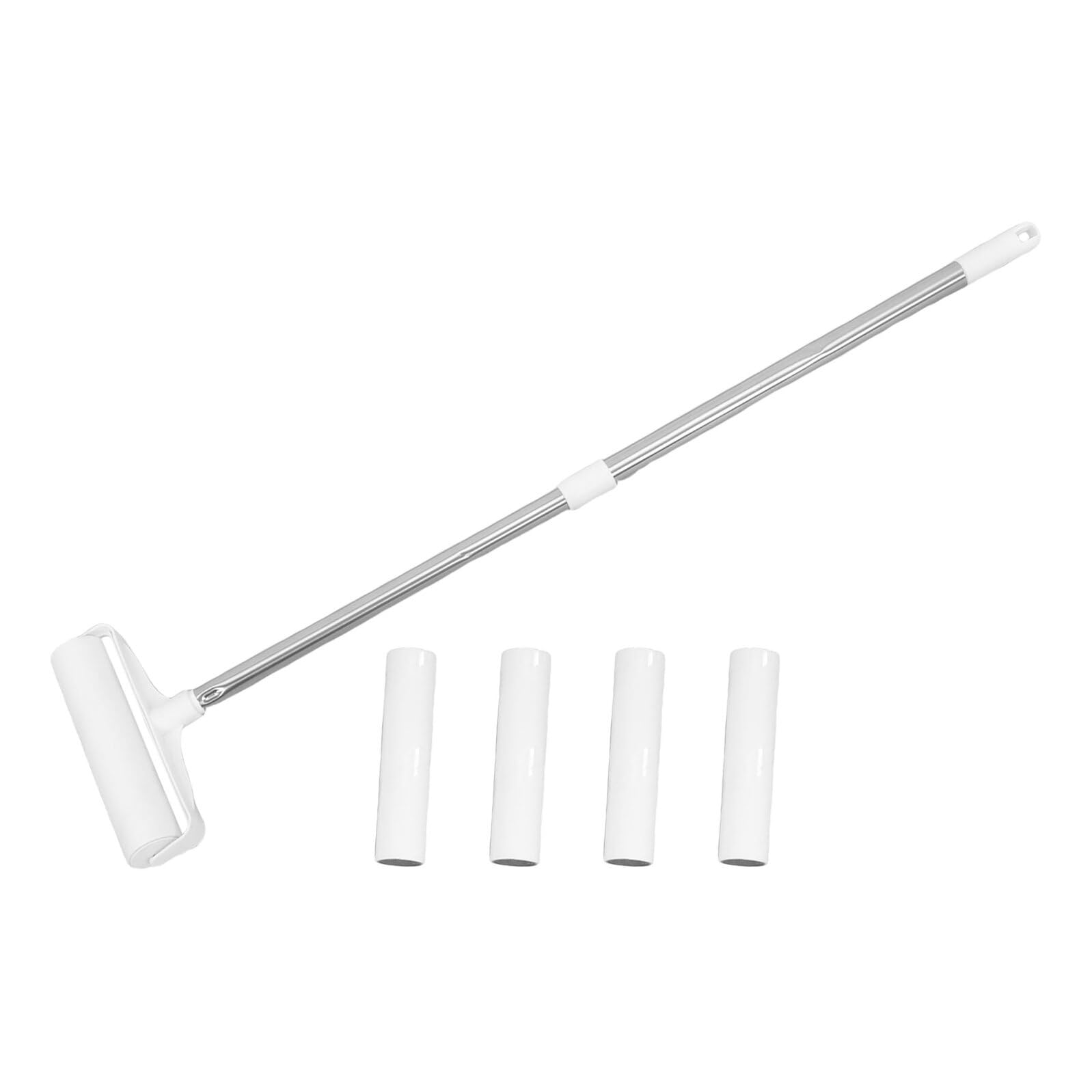 BESTonZON Rullo Adesivo per Peli Animali Manico Estensibile 35 Pollici | Riutilizzabile, Corpo in Abs Bianco, per Abiti e Tappeti, Leggero e Comodo da Portare in Viaggio
