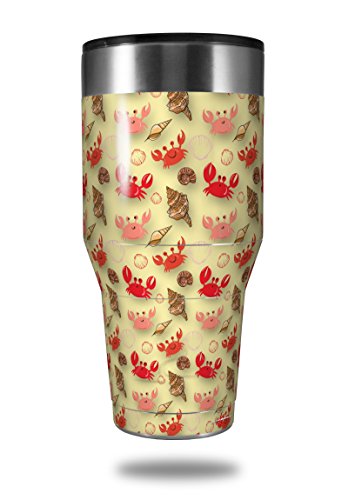 Skin Decal Wrap for Walmart Ozark Trail Tumblers 40oz Crabs and Shells Yellow