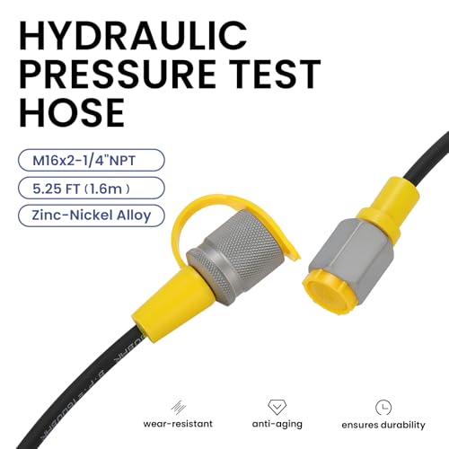 Image of MEASUREMAN Hydraulic Test Hose, 630 BAR /9000 PSI, G1 /4 inchNPT to M16, 1.6m, Zinc-Nickel Alloy, High-Pressure Coupling Hose