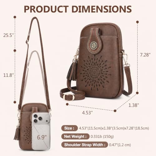 Image of APHISON Small Crossbody Bags for Women, Lightweight Vegan Leather Cell Phone Purse, Cute Purses with Tassels