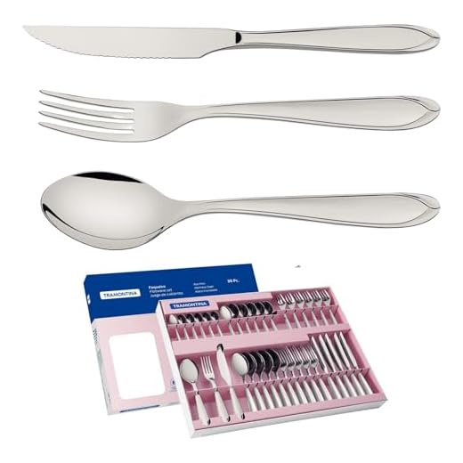 Faqueiro Aço Inox com Faca para Churrasco com 36 Peças Tramontina Laguna Prata