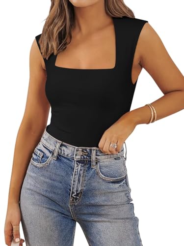 PINKMSTYLE Womens Basic Square Neck Tank Tops Double Lined Fitted Summer Tops Cute Sleeveless Shirts2