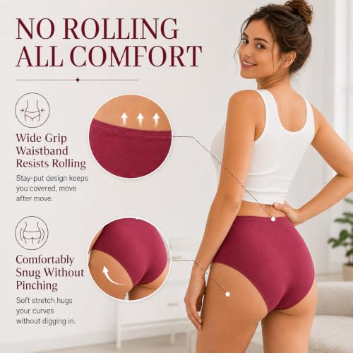 Tiedomxa Cotton Underwear for Women High Waisted Briefs 6 Pack - image 4