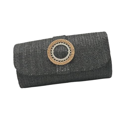 Pochette en paille pour femme noire idéale pour sublimer vos tenues d'été à la plage