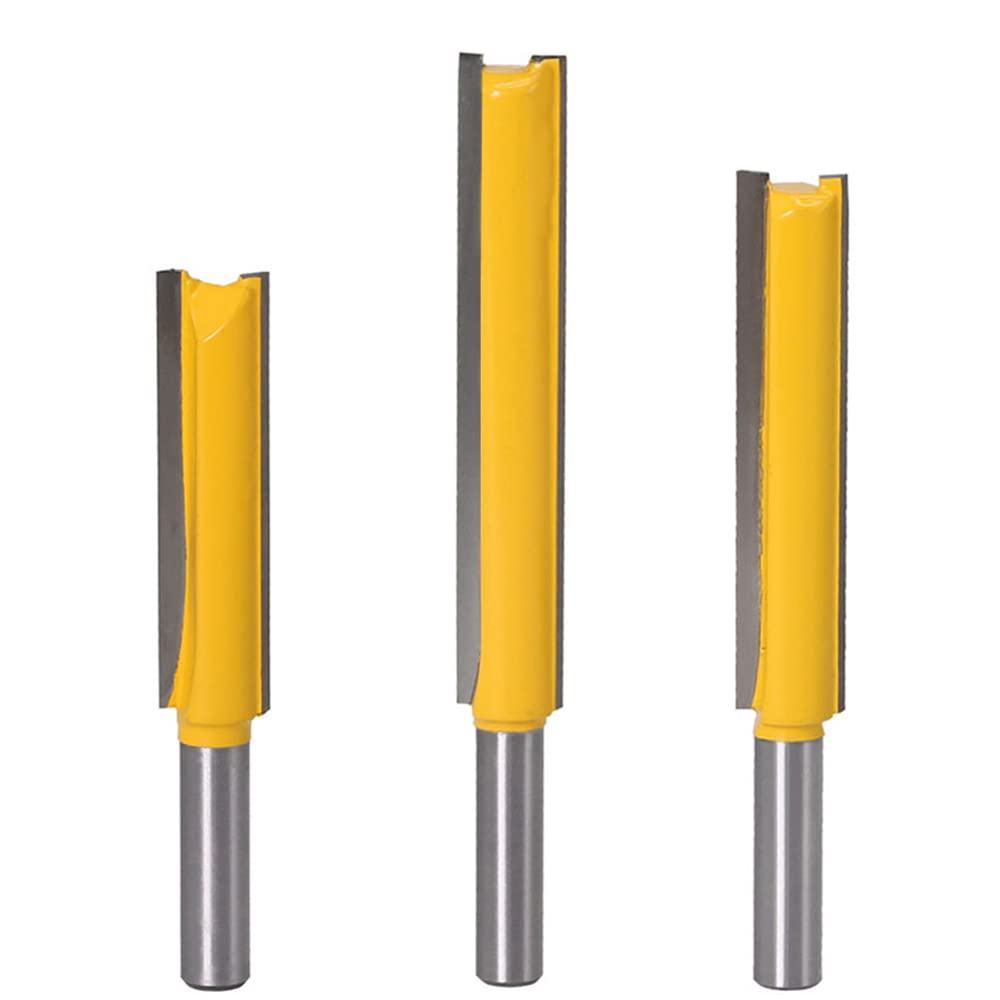 Jeu 3 Fraises Droites Extra-longues 8mm - Longueurs 50mm, 63mm, 76mm - Pour Défonceuse Et CNC Bois