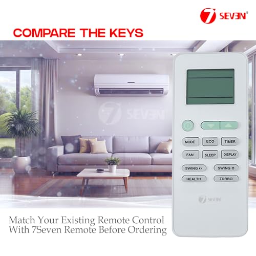 Image of 7SEVEN Compatible Godrej Ac Remote GYKQ-52 Model 145 with ECO Hotkey Suitable for Split and Window Air Conditioner Recommend to Match Exisiting Remote Control Key by Key