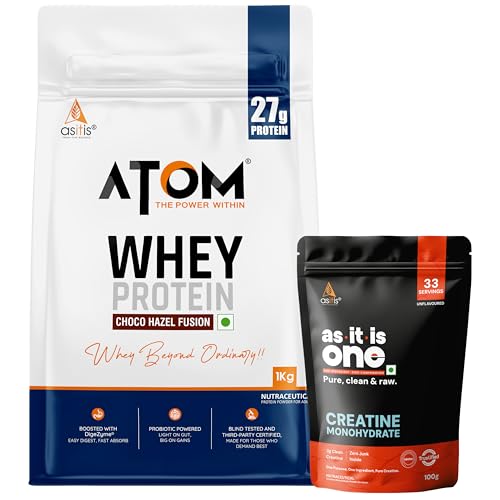Image of AS-IT-IS Nutrition ATOM Whey Protein Choco Hazel Fusion 1kg+ AS-IT-IS Creatine 100g (Combo Pack)