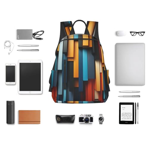 Backpack 14.7 inch Lightweight Large Bookbag Stripe arrangement Daypack for Travel Office Work4