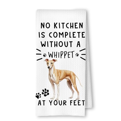 ArtisaEura Whippet Funny Dog Kitchen Towels - A Kitchen is Not Complete Without A Whippet Waffle...