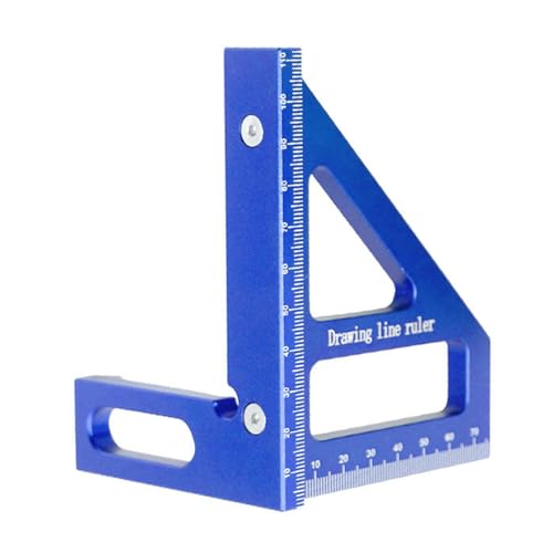 45 90 Degree Woodworking Square Protractor Aluminum Alloy Versatile Tool Suitable for Engineers (Blue)