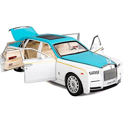 Image of DEUSON ECOM 1:24 Scale RR Phantom Toy Car for Kids Die Cast Metal Model Car Light Sound Pull Back Openable Door, Multicolor