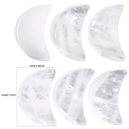 Nupuyai 4pcs Moon Shape Rock Crystal Palm Pocket Worry Stone Set, Polished Reiki Stone for Chakra Healing Jewellery Making Home Decor - Image 2