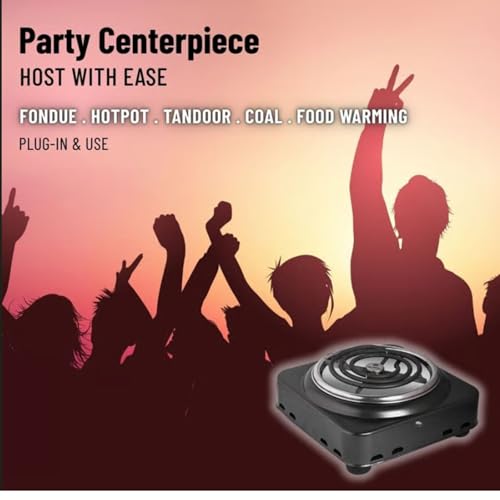 Image of Drumstone (𝐒𝐩𝐞𝐜𝐢𝐚𝐥 20 𝐘𝐞𝐚𝐫𝐬 𝐖𝐚𝐫𝐫𝐚𝐧𝐭𝐲) Portable 2000W Electric G Coil Stove with Stand, Fast Heating Cooktop for Kitchen, Home, Restaurant Cooking, Durable Black Design