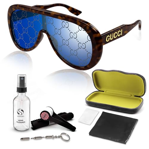 Gucci GG0062S Designer Fashion Sunglasses - Elegant, Sophisticated & Stylish Aviator Shape Eyewear with Luxury eSHADES Kit