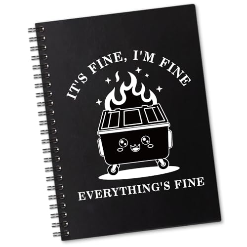 Carnet de notes Dumpster Fire It's Fine de 160 pages lignées à spirale pour bureau