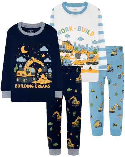 Image of DAUGHTER QUEEN Boys Pajamas 4 Pieces Long Set 100% Cotton Sleepwear Size 18 Months-12 Years