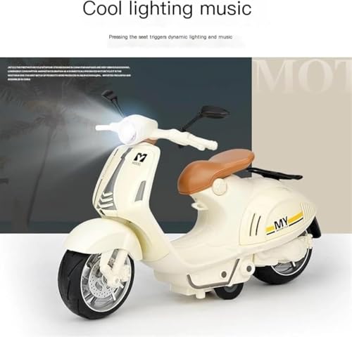 Image of FEXXA Police Motorcycle Toy - Pull Back Motorcycle Toys, Tiny Gift with Music Lighting, Latte Motorcycles Toy for Kids Boys Age 3-8 Year Old [Multicolor] (Little Bike-White)