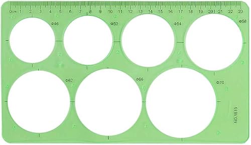 Miniatura 2 de 3 plantillas circulares de plástico verde y plantilla ovalada, plantilla de medición, regla de dibujo geométrico para oficina y escuela, edificio,