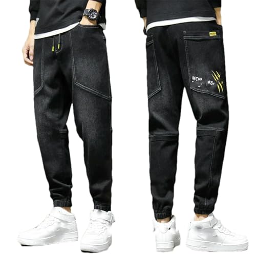Spring Summer Baggy Men's Cargo Jeans Harlan Cotton Streetwear Harajuku Denim Pants Joggers Elastic Waist Trousers