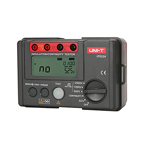 Image of UNI-T Digital Megohmmeter UT502A Insulation Resistance Tester Multimeter, Electrician Megohm Meter, 500V /1000V /2500V Test Voltage, 0.01~200Ω Low Resistance Testing, 2000 Counts Auto Ranging DAR