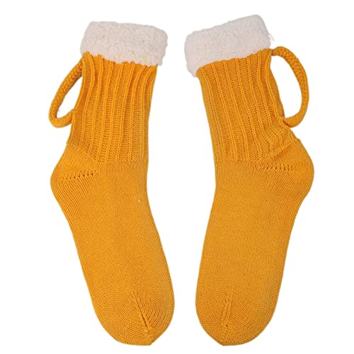 FARZI Meias de algodão Beer Steins Meias criativas de malha amarela para o chão, festa de fim de ano