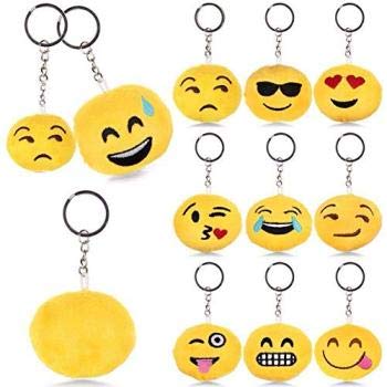 EvishaFluffy/Soft Smiley/Emoji Key Ring/Key Chain for Gift or Personal use.(Pack of 3) Assorted Mood